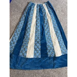 Chessa Davis Medieval Revival Blue Velvet Lace Maxi Skirt Hippie Size Small VTG